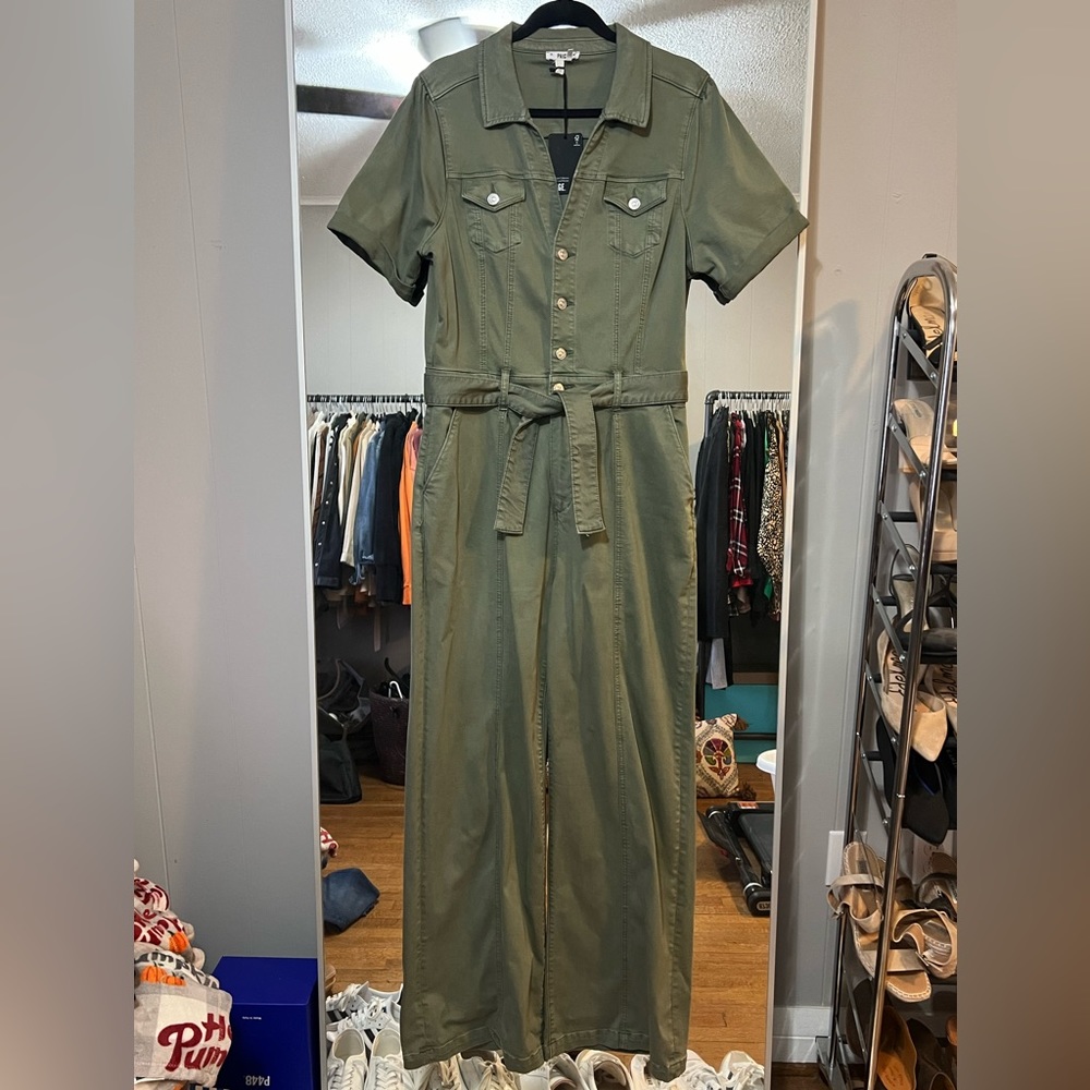 Paige Brooklyn Denim Jumpsuit with Self-Tie Belt Size 10